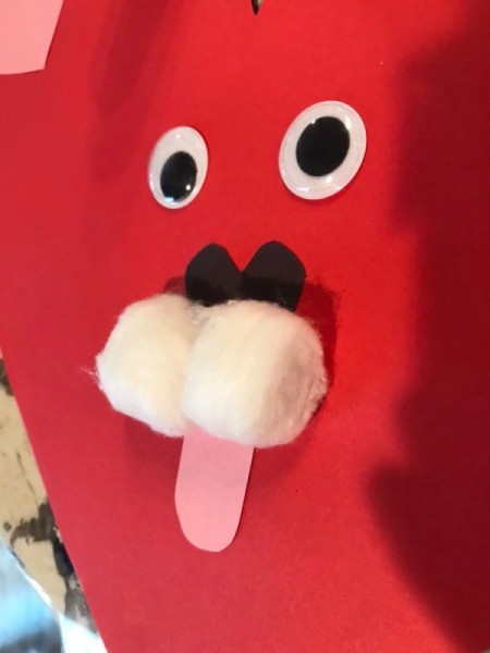 Valentine's Day Dog - pink paper tongue glued in place