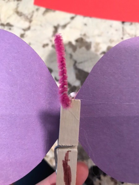 Imaginary Clothespin Flying Butterfly - cut and glue on the pipe cleaner antennae