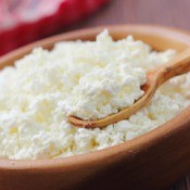 Cottage Cheese in a wooden bowl