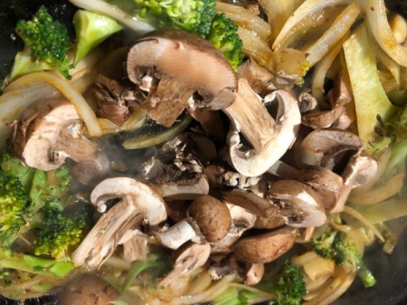 mushrooms added to pan
