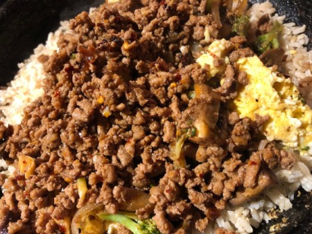 meat & veggies re-added to pan