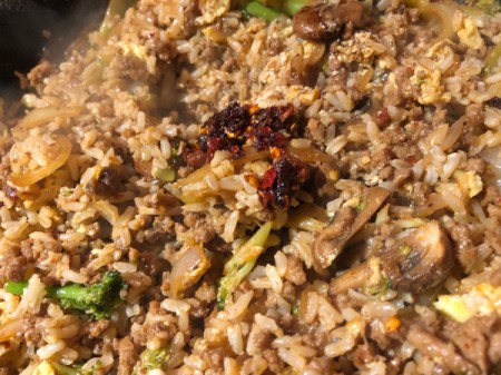 chili flakes added to Fried Rice