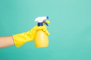 A spray cleaning bottle