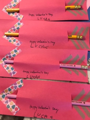 Valentine's Day Pencil Arrow Card - cards with child's signature