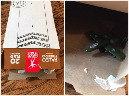 Toy Helicopter/Airplane Landing Pad  - dual photo of smaller pad and storage inside the box