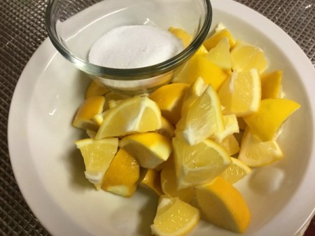 Lemon half wedges with salt