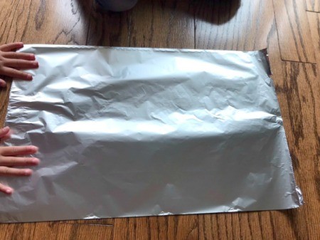 Foil Lined Mason Jar Light - tear a length of foil