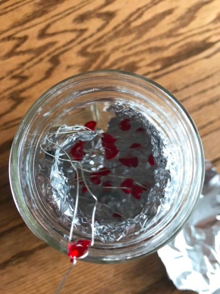 Foil Lined Mason Jar Light - add string of LED lights