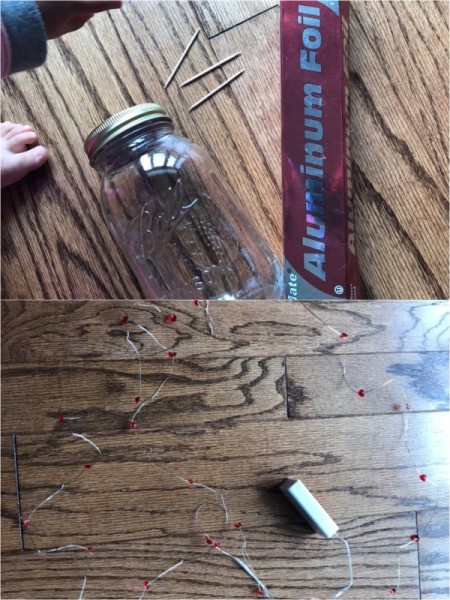 Foil Lined Mason Jar Light - supplies