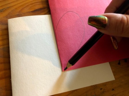 Heart Shaped Fox Card - fold red paper in half and draw half a heart on fold to make the head