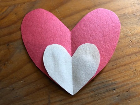 Heart Shaped Fox Card - glue the white heart to the bottom of the red heart
