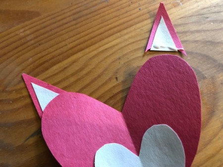 Heart Shaped Fox Card - glue the ears to the top of the heart lobes