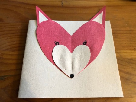 Heart Shaped Fox Card - add eyes and a nose
