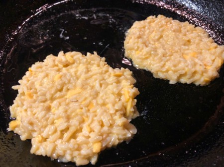 rice pancake in pan