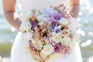 A wedding bouquet of beautiful flowers.