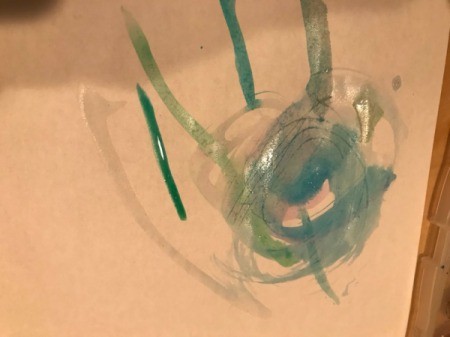 Planetary Artwork - lines and swirls of blue paint