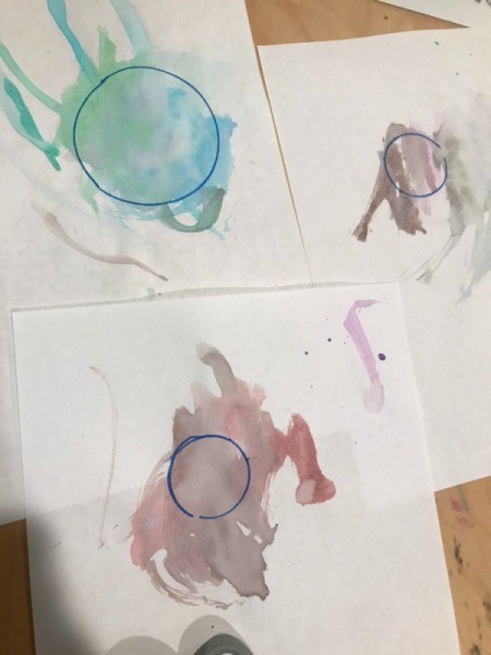 Planetary Artwork - three planets traced in the painted area