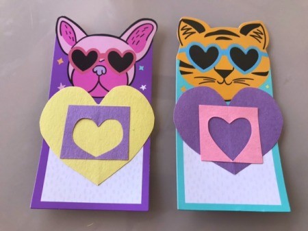 "Eyes On You" Valentines - glue down a square with a heart cut out
