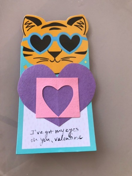"Eyes On You" Valentines - add message to the front of the card at the bottom
