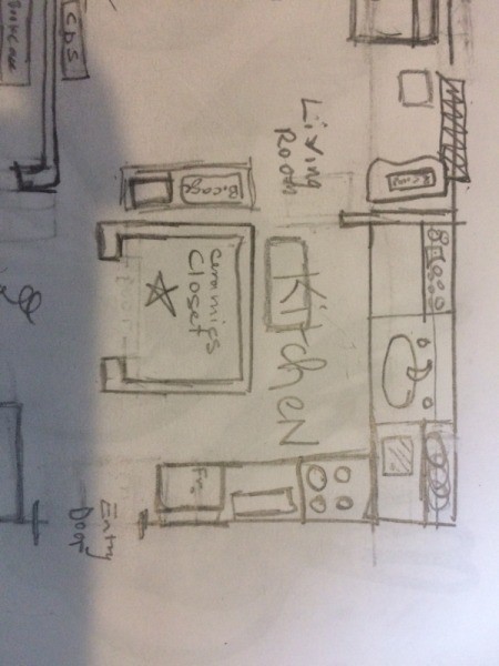 Living Room Paint Color Advice - sketch of the living room and kitchen area