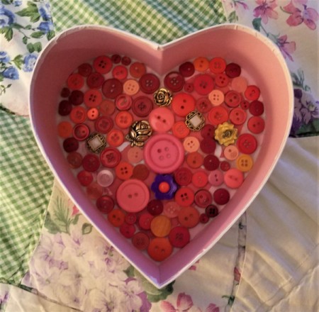 Decorated Heart Box Crafts - buttons glued in place