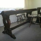 Identifying an Old Oak Trestle Table - view showing the legs