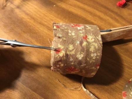 Bottlecap Pincushion - make snips in the edge, fold over and glue in place