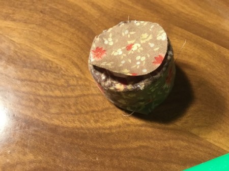 Bottlecap Pincushion - glue fabric circle over the snips