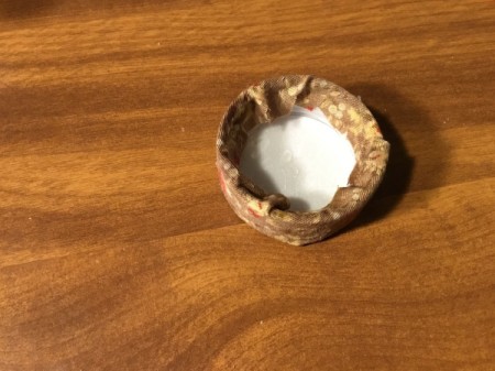 Bottlecap Pincushion - fold in and glue snipped edge to inside of cap