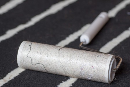 A lint roller on a carpeted area.