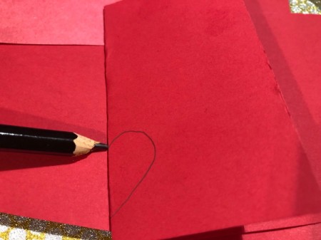 Guitar Heartstrings Card - draw half heart on a folded piece of red paper