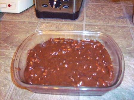 Fudge in glass pan
