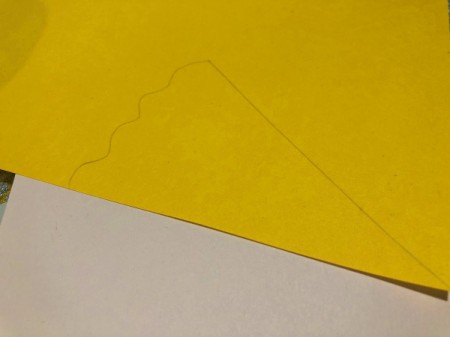 Pizza My Heart Card - lay the yellow paper over the card and cut cheese layer to size, add a wavy edge, cut out