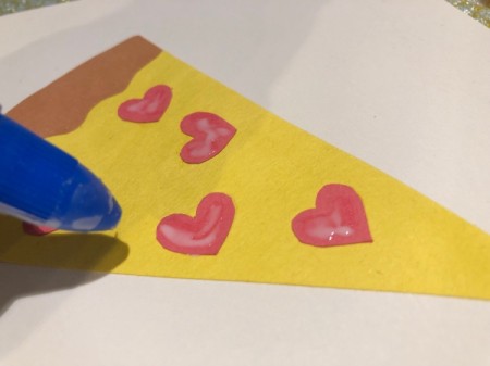 Pizza My Heart Card - optional, add some glue to the hearts and sprinkle with glitter