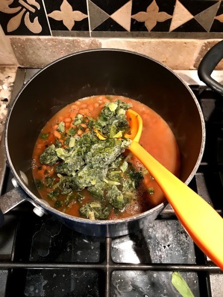 spinach added to chili
