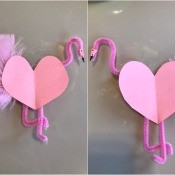 Flamingo Heart Card or Kids' Craft - facing flamingos
