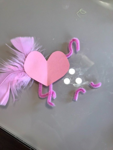 Flamingo Heart Card or Kids' Craft - turn over