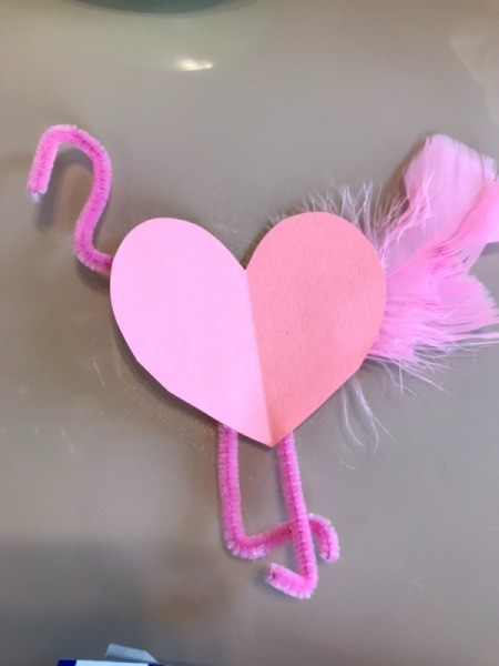 Flamingo Heart Card or Kids' Craft - reverse position