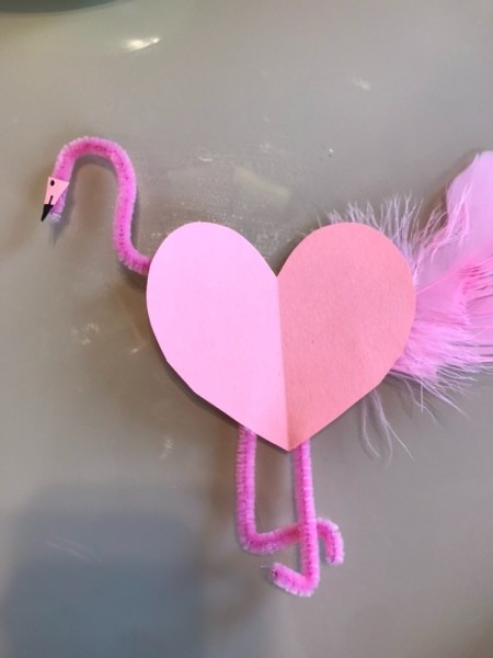 Flamingo Heart Card or Kids' Craft - reverse flamingo with head added