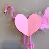 Flamingo Heart Card or Kids' Craft - reverse flamingo with head added