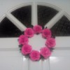 Paper Carnation Wreath - closeup of wreath on the front door