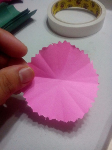Paper Carnation Wreath - continue folding equally in all directions