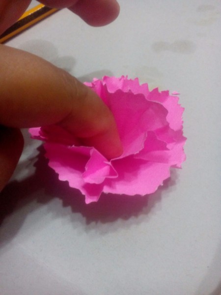 Paper Carnation Wreath - glue the layers together