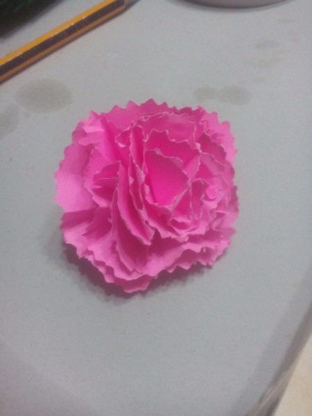 Paper Carnation Wreath - completed flower