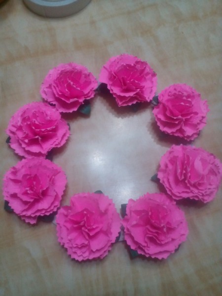 Paper Carnation Wreath - flowers attached