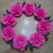 Paper Carnation Wreath - add additional leaves to fill the gaps