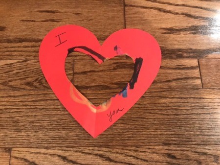 "I Love You" Toddler Artwork - outer open card with message added