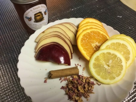 cut fruit with spice ingredients