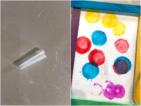 Making a Hanging Air Plant Frame - make a roll with a piece of tape and stick it to the artwork