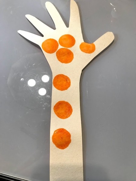 Handprint Giraffe Bookmark - spots added